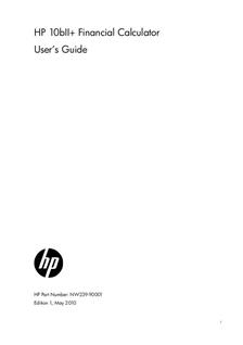 Hewlett Packard HP 10bII Plus Financial manual. Camera Instructions.